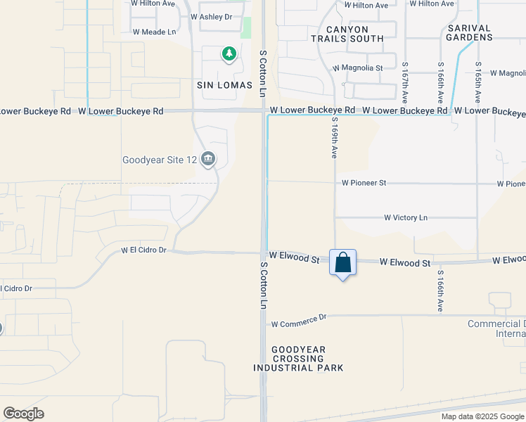 map of restaurants, bars, coffee shops, grocery stores, and more near 3537 South Cotton Lane in Goodyear