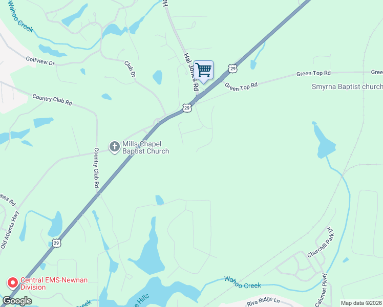 map of restaurants, bars, coffee shops, grocery stores, and more near 2 Heritage Trce in Newnan