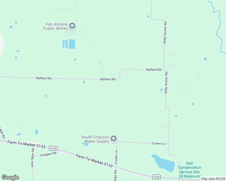 map of restaurants, bars, coffee shops, grocery stores, and more near 1188-1198 Ballard Road in Van Alstyne