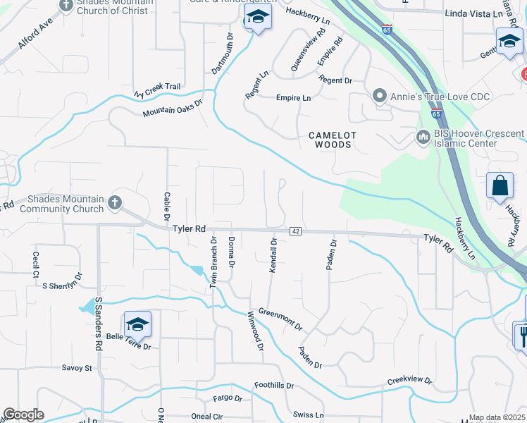 map of restaurants, bars, coffee shops, grocery stores, and more near 800 Linbard Lane in Vestavia Hills