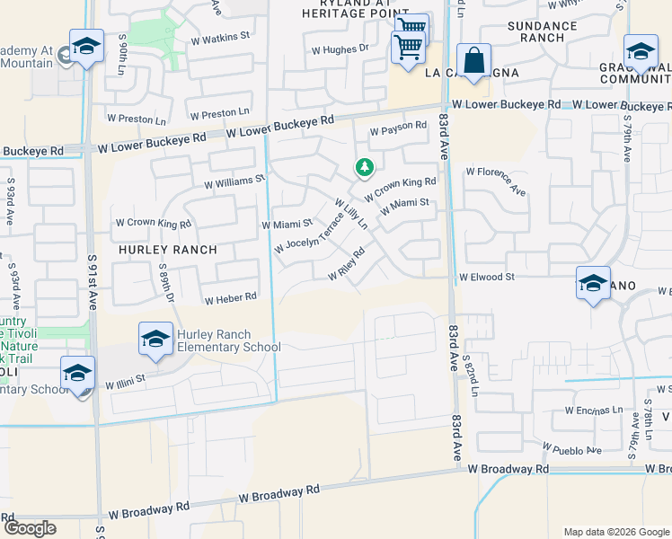 map of restaurants, bars, coffee shops, grocery stores, and more near 8508 West Riley Road in Tolleson