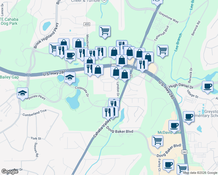 map of restaurants, bars, coffee shops, grocery stores, and more near 499 Scotch Drive in Meadowbrook