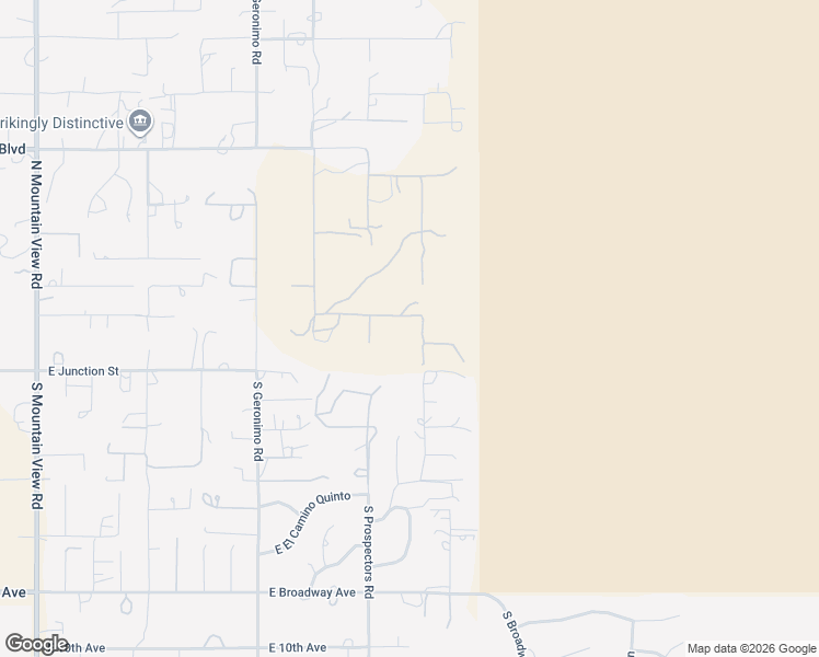 map of restaurants, bars, coffee shops, grocery stores, and more near 6160 East Roosevelt Street in Apache Junction