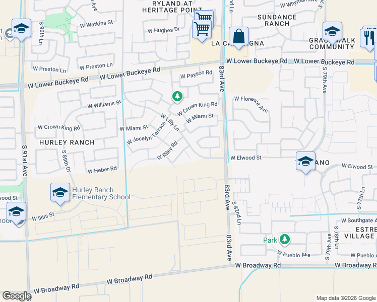 map of restaurants, bars, coffee shops, grocery stores, and more near 8436 West Forest Grove Avenue in Tolleson