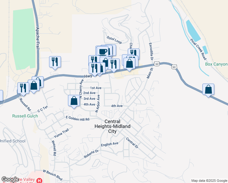 map of restaurants, bars, coffee shops, grocery stores, and more near 610 1st Avenue in Miami