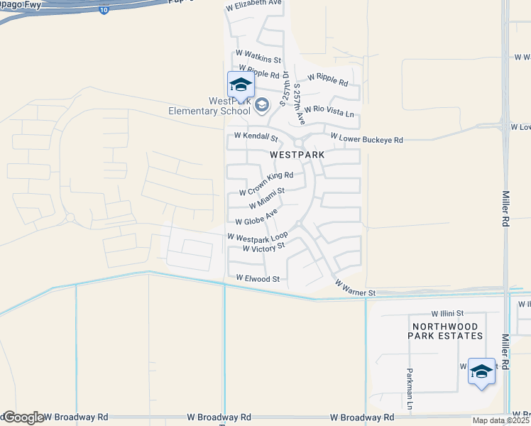 map of restaurants, bars, coffee shops, grocery stores, and more near 25746 West Globe Avenue in Buckeye