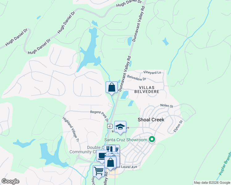 map of restaurants, bars, coffee shops, grocery stores, and more near 1410 Dunnavant Valley Road in Birmingham
