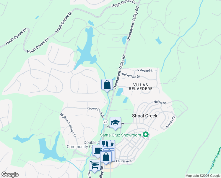 map of restaurants, bars, coffee shops, grocery stores, and more near 1410 Dunnavant Valley Road in Birmingham