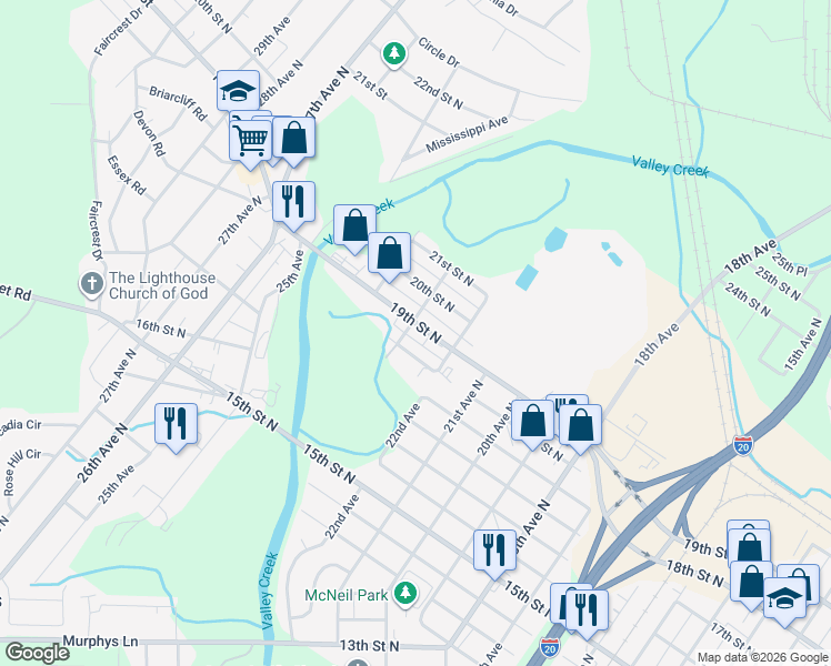 map of restaurants, bars, coffee shops, grocery stores, and more near 2234 County Road 46 in Bessemer