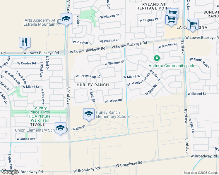 map of restaurants, bars, coffee shops, grocery stores, and more near 8808 West Superior Avenue in Tolleson