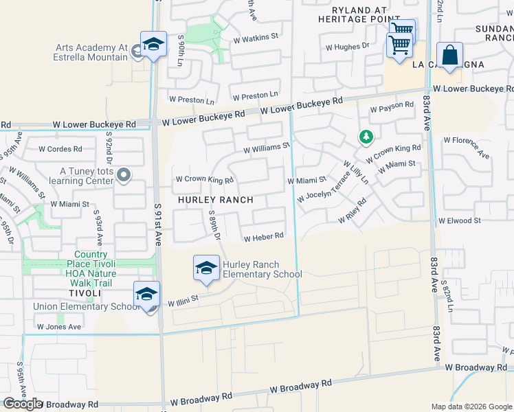 map of restaurants, bars, coffee shops, grocery stores, and more near 8808 West Superior Avenue in Tolleson