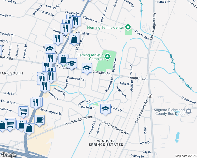 map of restaurants, bars, coffee shops, grocery stores, and more near 2508 Briarwood Avenue in Augusta