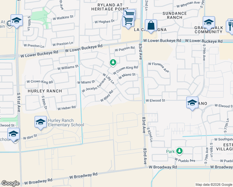 map of restaurants, bars, coffee shops, grocery stores, and more near 8436 West Forest Grove Avenue in Tolleson