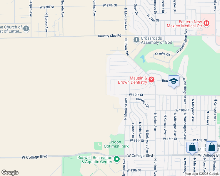 map of restaurants, bars, coffee shops, grocery stores, and more near 2010 North Louisiana Avenue in Roswell