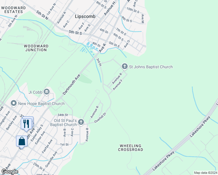 map of restaurants, bars, coffee shops, grocery stores, and more near 450 3rd Street in Bessemer