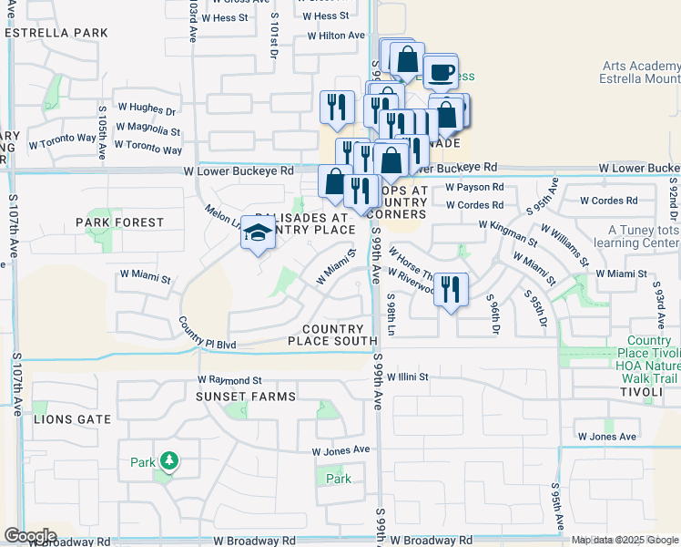 map of restaurants, bars, coffee shops, grocery stores, and more near in Tolleson