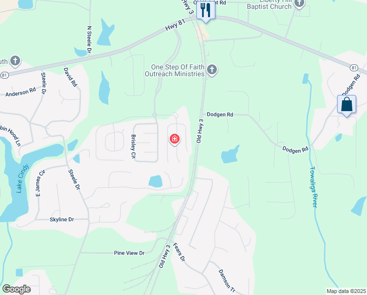 map of restaurants, bars, coffee shops, grocery stores, and more near 1550 Gunstock Court in Hampton