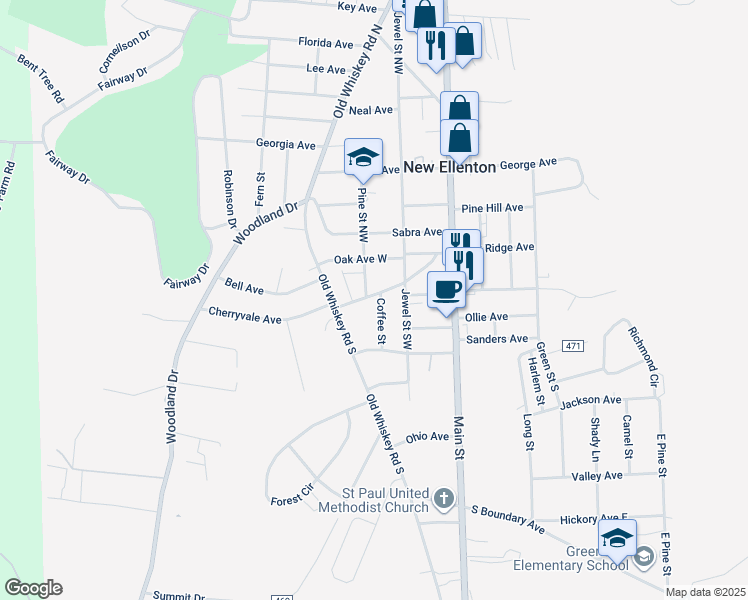 map of restaurants, bars, coffee shops, grocery stores, and more near 207 Virginia Avenue in New Ellenton