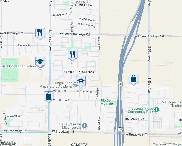 map of restaurants, bars, coffee shops, grocery stores, and more near 6329 West Superior Avenue in Phoenix