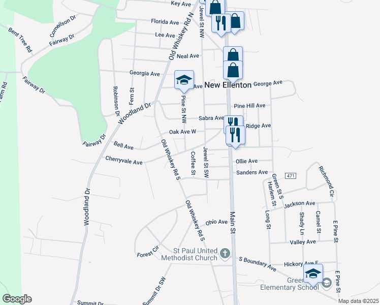map of restaurants, bars, coffee shops, grocery stores, and more near 207 Virginia Avenue in New Ellenton
