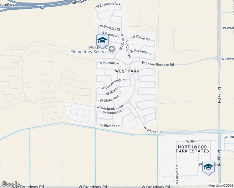 map of restaurants, bars, coffee shops, grocery stores, and more near 25746 West Globe Avenue in Buckeye