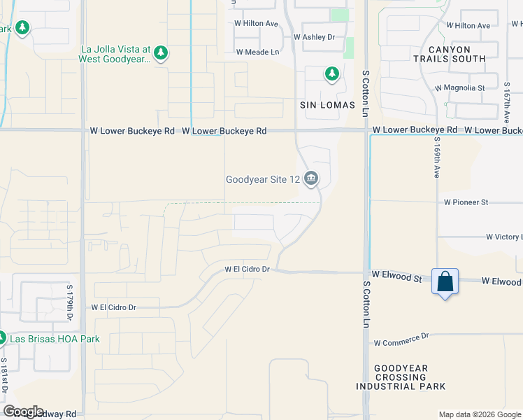 map of restaurants, bars, coffee shops, grocery stores, and more near 17386 West Superior Avenue in Goodyear