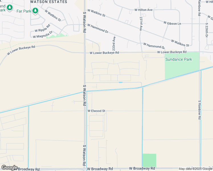 map of restaurants, bars, coffee shops, grocery stores, and more near 23345 West Pioneer Street in Buckeye