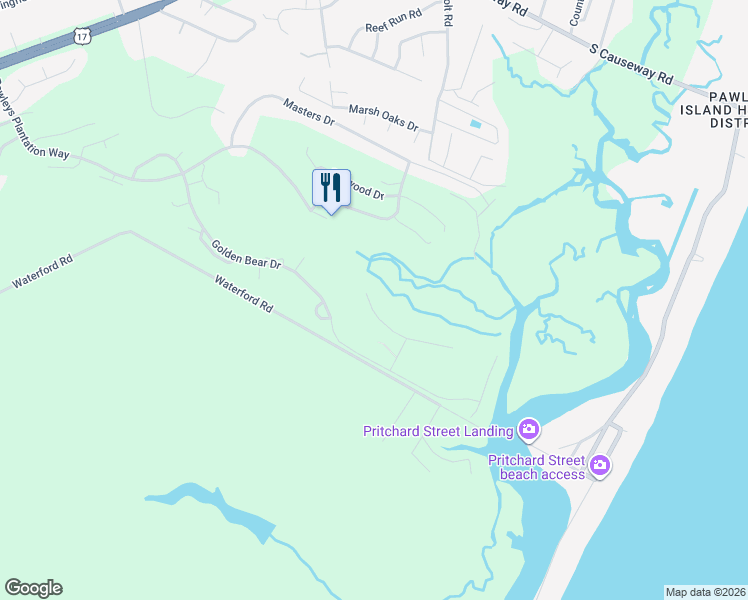 map of restaurants, bars, coffee shops, grocery stores, and more near 87 Widgeon Dr in Pawleys Island