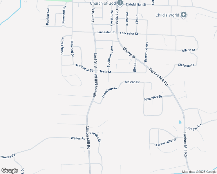 map of restaurants, bars, coffee shops, grocery stores, and more near 1012 Tomahawk Drive in Talladega