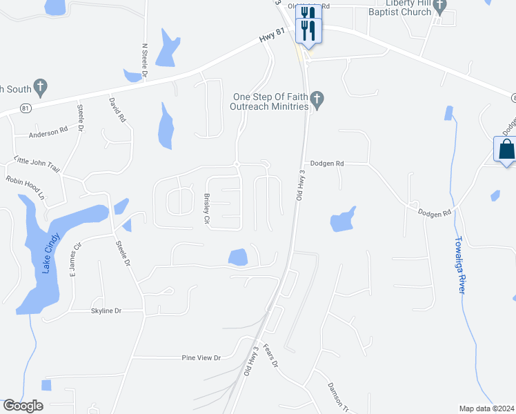 map of restaurants, bars, coffee shops, grocery stores, and more near 1445 Shelnut Court in Hampton