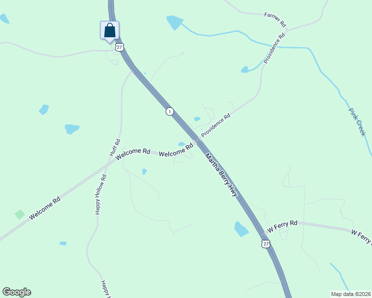 map of restaurants, bars, coffee shops, grocery stores, and more near 61 Welcome Road in Roopville