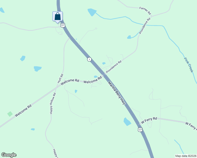 map of restaurants, bars, coffee shops, grocery stores, and more near 61-299 Welcome Road in Roopville