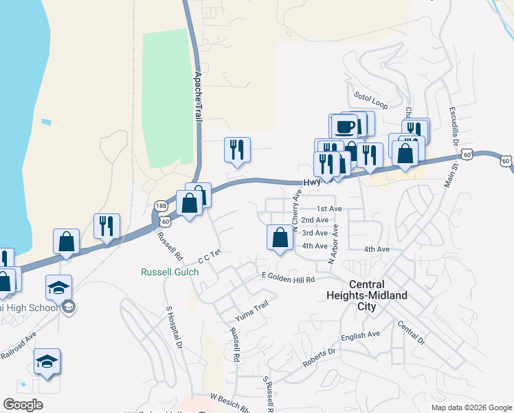 map of restaurants, bars, coffee shops, grocery stores, and more near 831 Country Club Drive in Miami