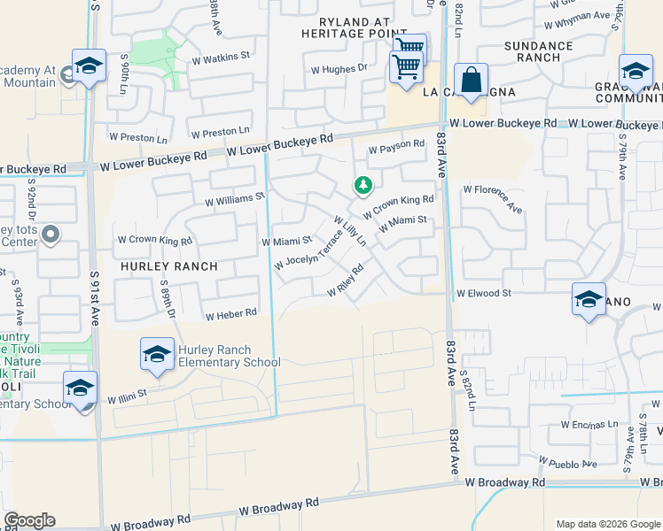 map of restaurants, bars, coffee shops, grocery stores, and more near 3218 West Justin Drive in Tolleson