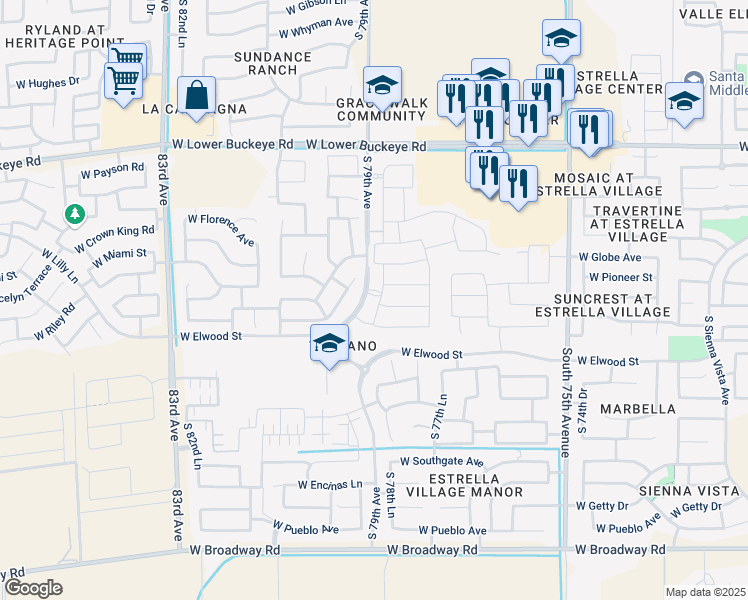 map of restaurants, bars, coffee shops, grocery stores, and more near 7870 West Forest Grove Avenue in Phoenix