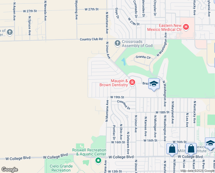 map of restaurants, bars, coffee shops, grocery stores, and more near 2015 North Montana Avenue in Roswell