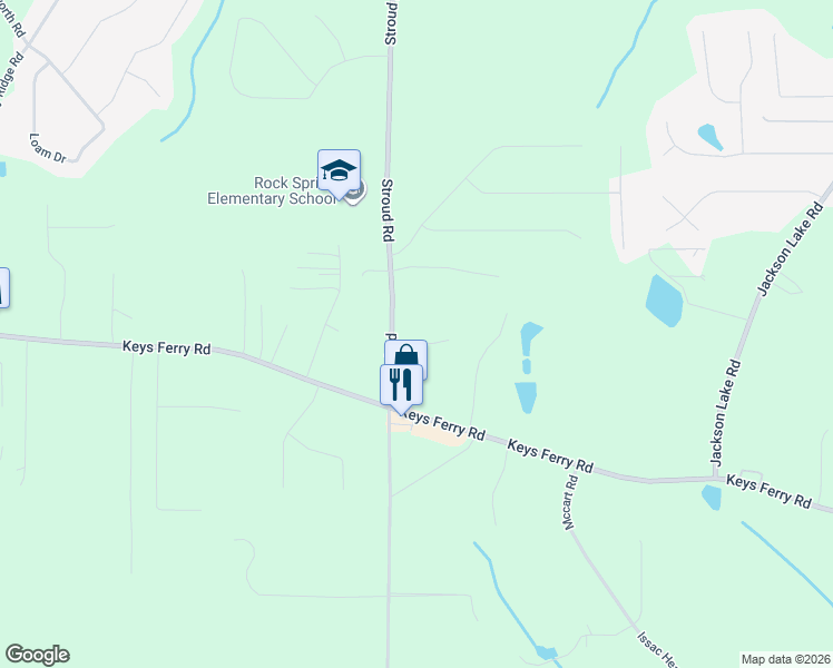 map of restaurants, bars, coffee shops, grocery stores, and more near 1827 Stroud Road in McDonough