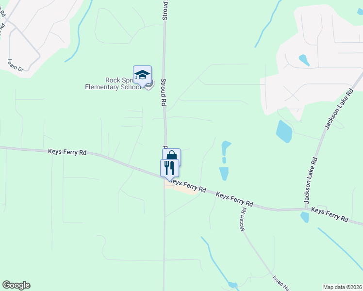 map of restaurants, bars, coffee shops, grocery stores, and more near 1815 Stroud Road in McDonough