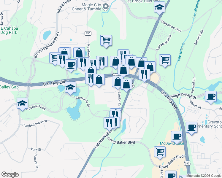 map of restaurants, bars, coffee shops, grocery stores, and more near 499 Scotch Drive in Meadowbrook