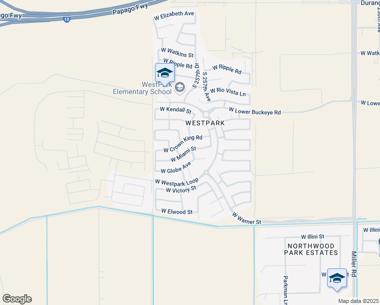 map of restaurants, bars, coffee shops, grocery stores, and more near 25746 West Globe Avenue in Buckeye