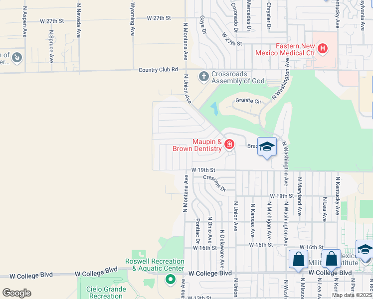 map of restaurants, bars, coffee shops, grocery stores, and more near 2009 North Montana Avenue in Roswell