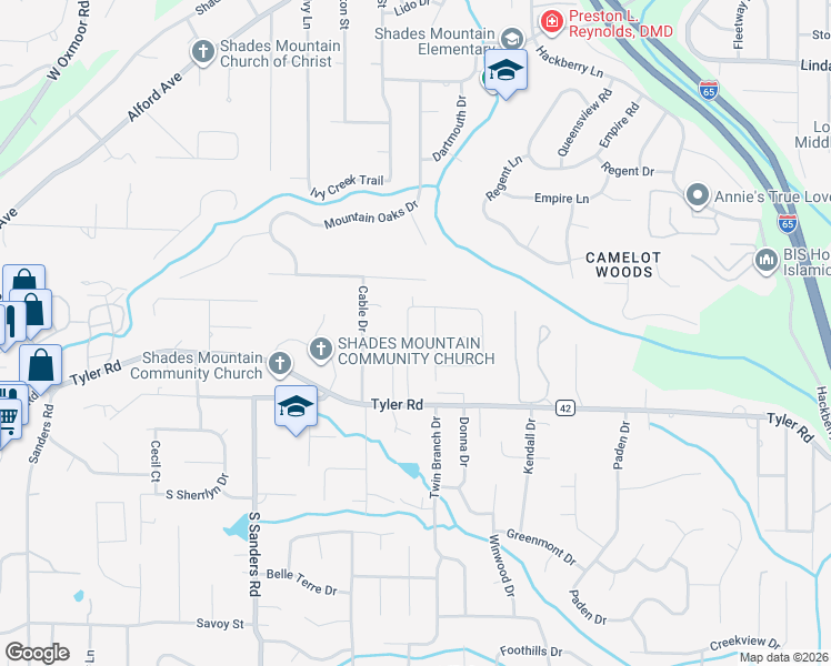 map of restaurants, bars, coffee shops, grocery stores, and more near 832 Mountain Branch Drive in Vestavia Hills