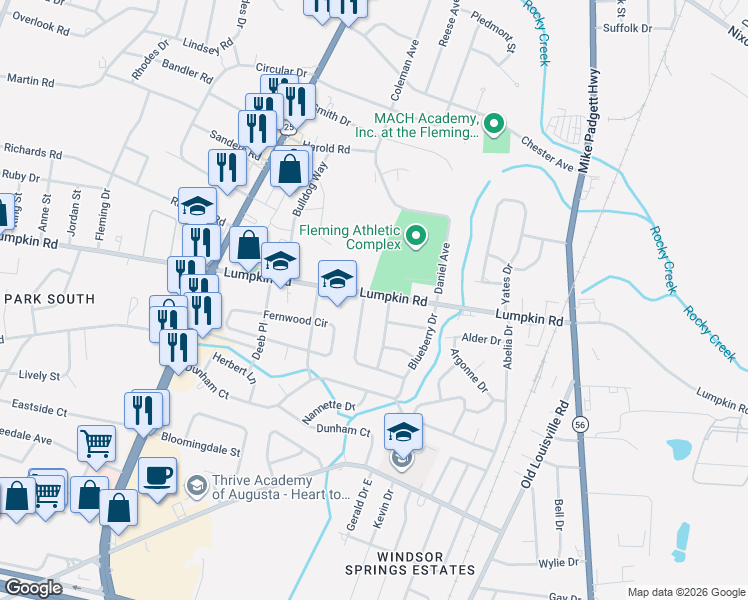 map of restaurants, bars, coffee shops, grocery stores, and more near 2508 Briarwood Avenue in Augusta