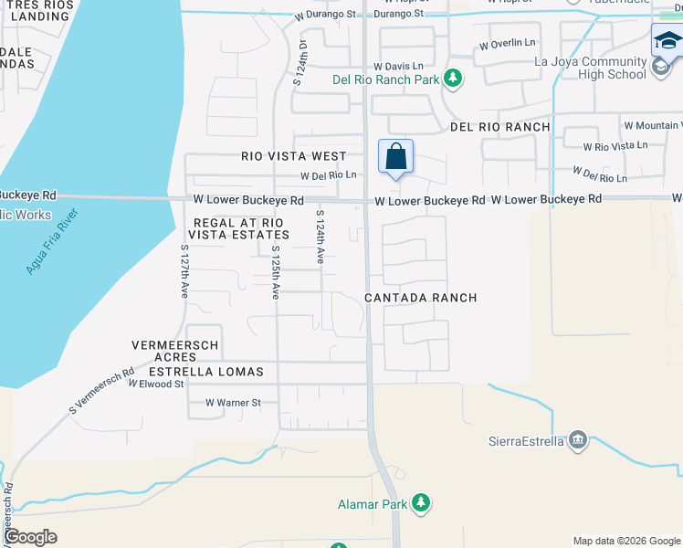 map of restaurants, bars, coffee shops, grocery stores, and more near 12340 West Pioneer Street in Avondale
