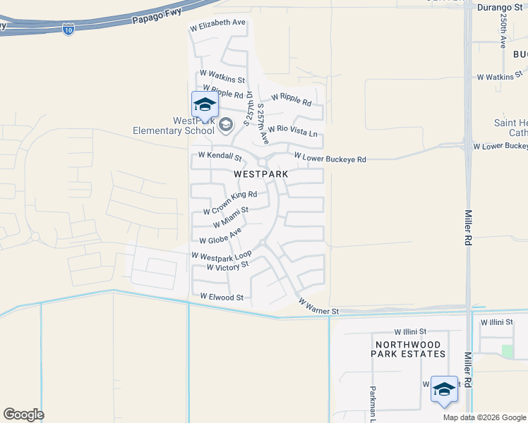 map of restaurants, bars, coffee shops, grocery stores, and more near 25691 West Globe Avenue in Buckeye