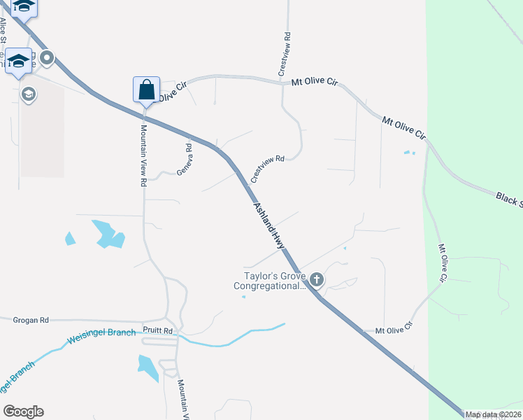 map of restaurants, bars, coffee shops, grocery stores, and more near 2023 Ashland Highway in Talladega