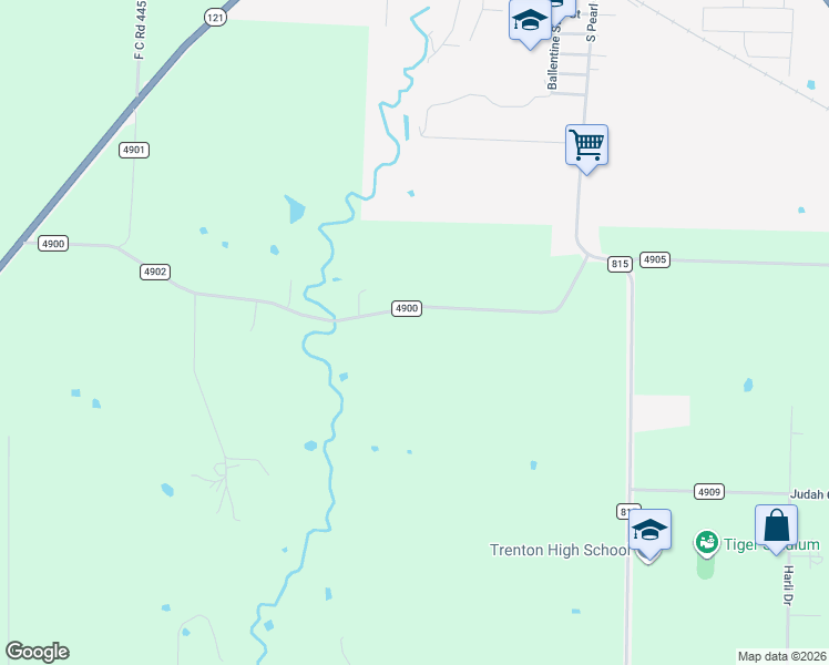 map of restaurants, bars, coffee shops, grocery stores, and more near 938 County Road 4900 in Trenton