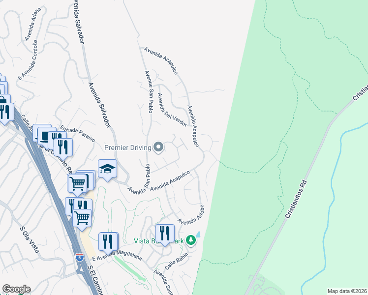 map of restaurants, bars, coffee shops, grocery stores, and more near 619 Avenida Acapulco in San Clemente