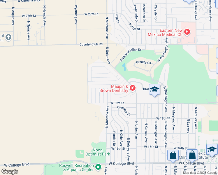 map of restaurants, bars, coffee shops, grocery stores, and more near 2015 North Montana Avenue in Roswell