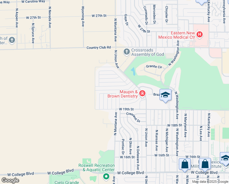 map of restaurants, bars, coffee shops, grocery stores, and more near 1303 West 21st Street in Roswell